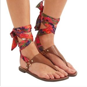 Sam Edelman Tan Leather Wrap Sandals